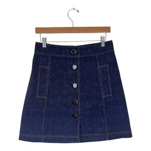 Pearl by Lela Rose | Denim Button Front Mini Skirt 4‎